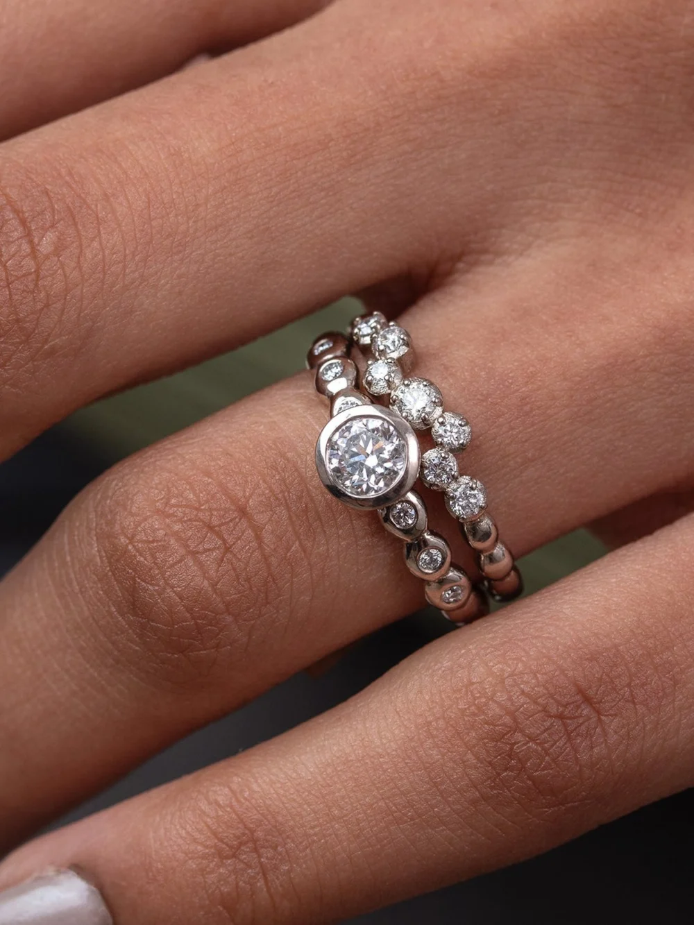 Dower & Hall 14k Stargazer Narrative Ring with 0.20ct Diamond, view 3