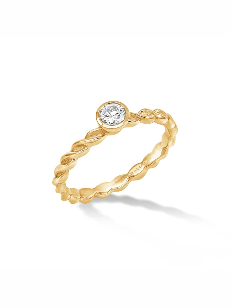 Dower & Hall 14k Twist Narrative Ring with 0.25ct Diamond