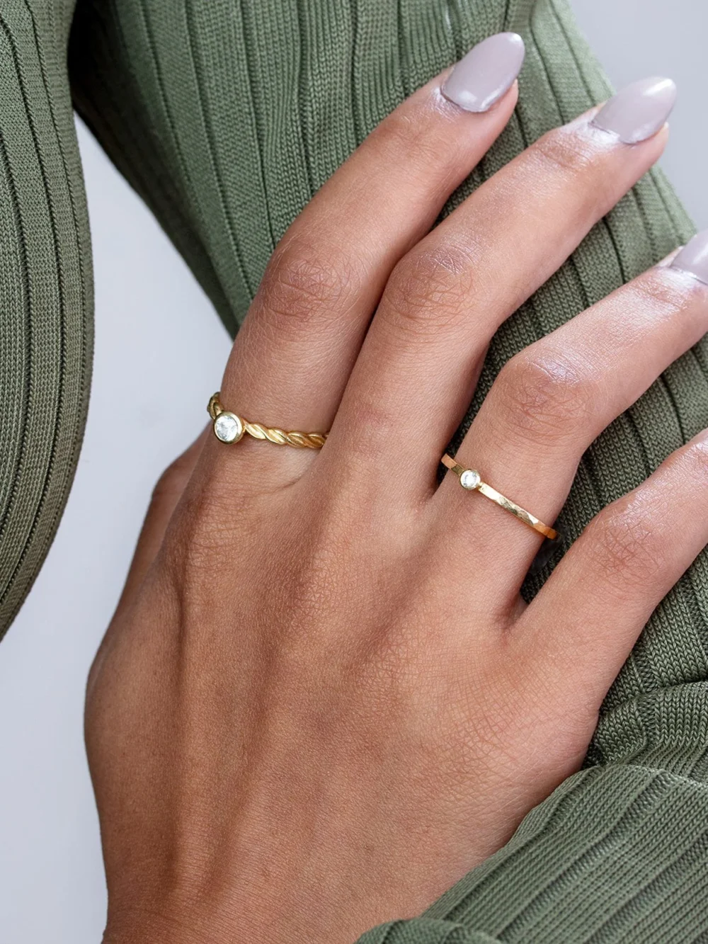 Dower & Hall 14k Twist Narrative Ring with 0.25ct Diamond, view 3