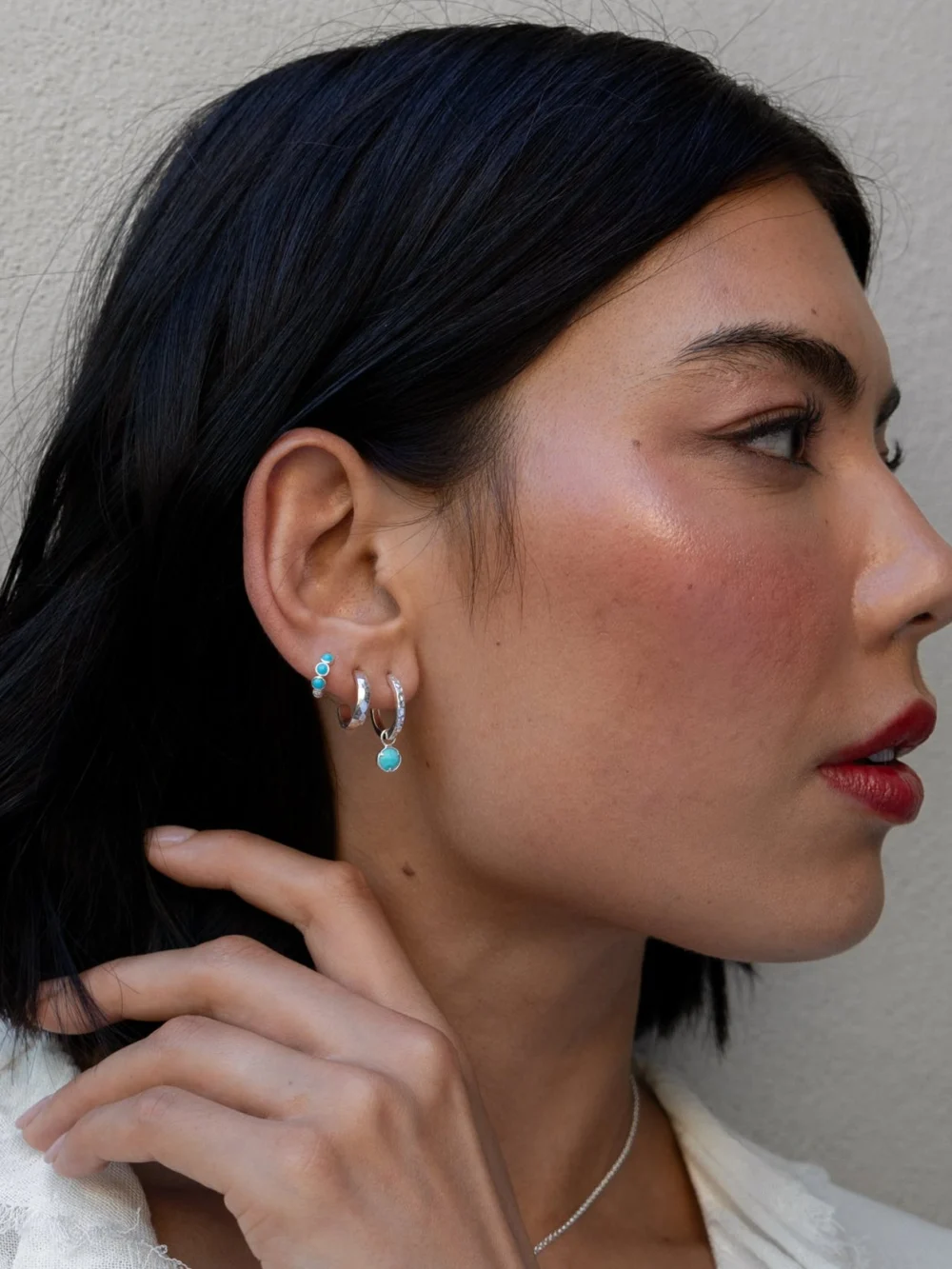Dower & Hall 14mm Hammered Nomad Hoops, view 2