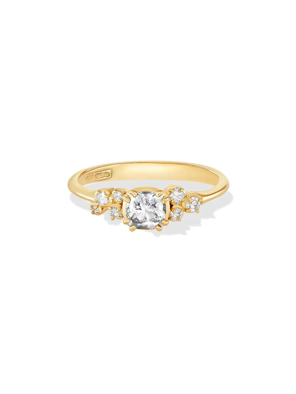 Dower & Hall 18k 5mm Cushion Diamond Stargazer Ring, view 4