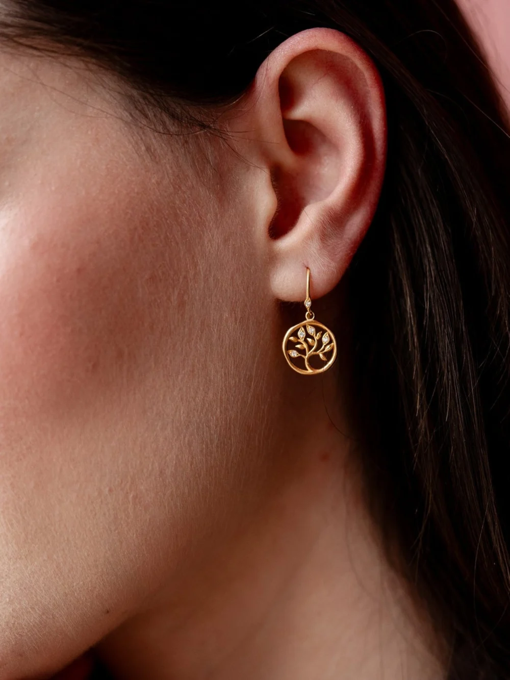 Dower & Hall 18k Diamond Tree of Life Talisman Earrings, view 2