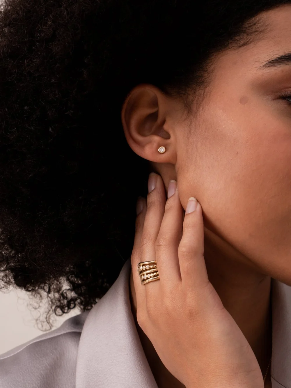 Dower & Hall 18k Gold & Diamond Cascade Studs, view 2