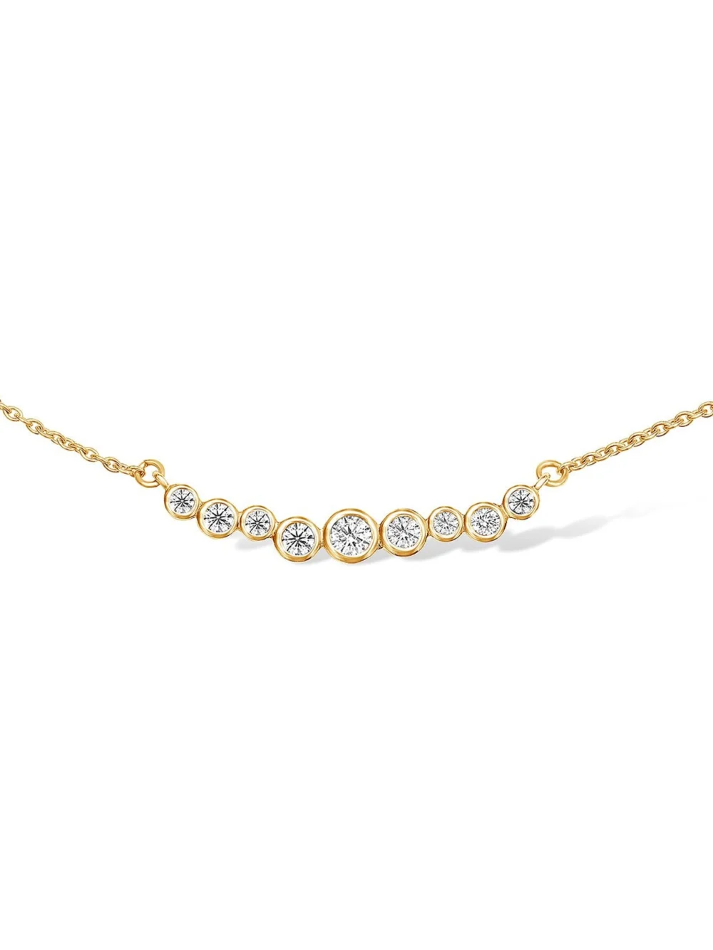 Dower & Hall 18k Gold & Diamond Small Cascade Bar Necklace, view 4