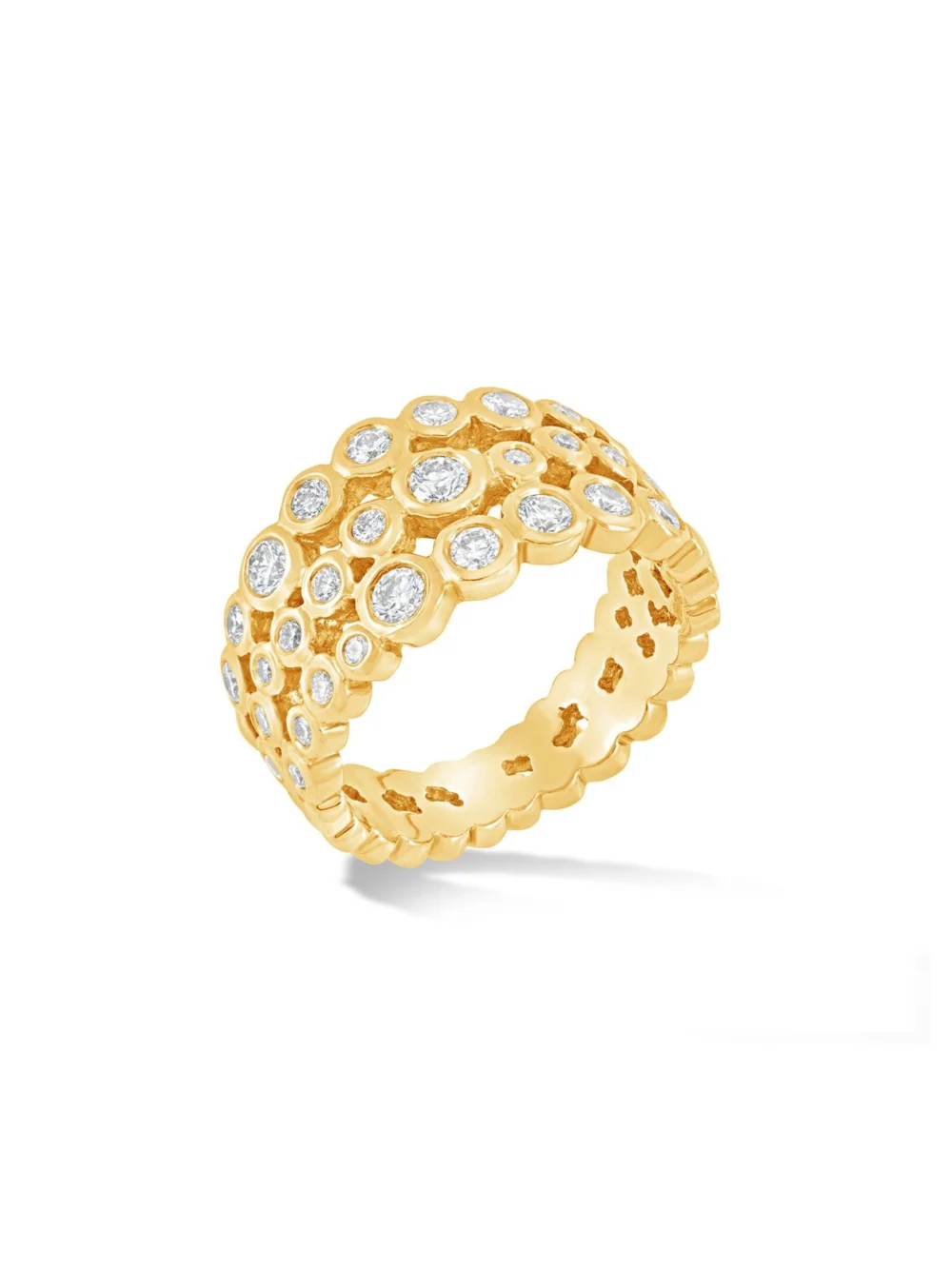 Dower & Hall 18k Gold & Diamond Triple Row Dotty Ring - 1.00CT