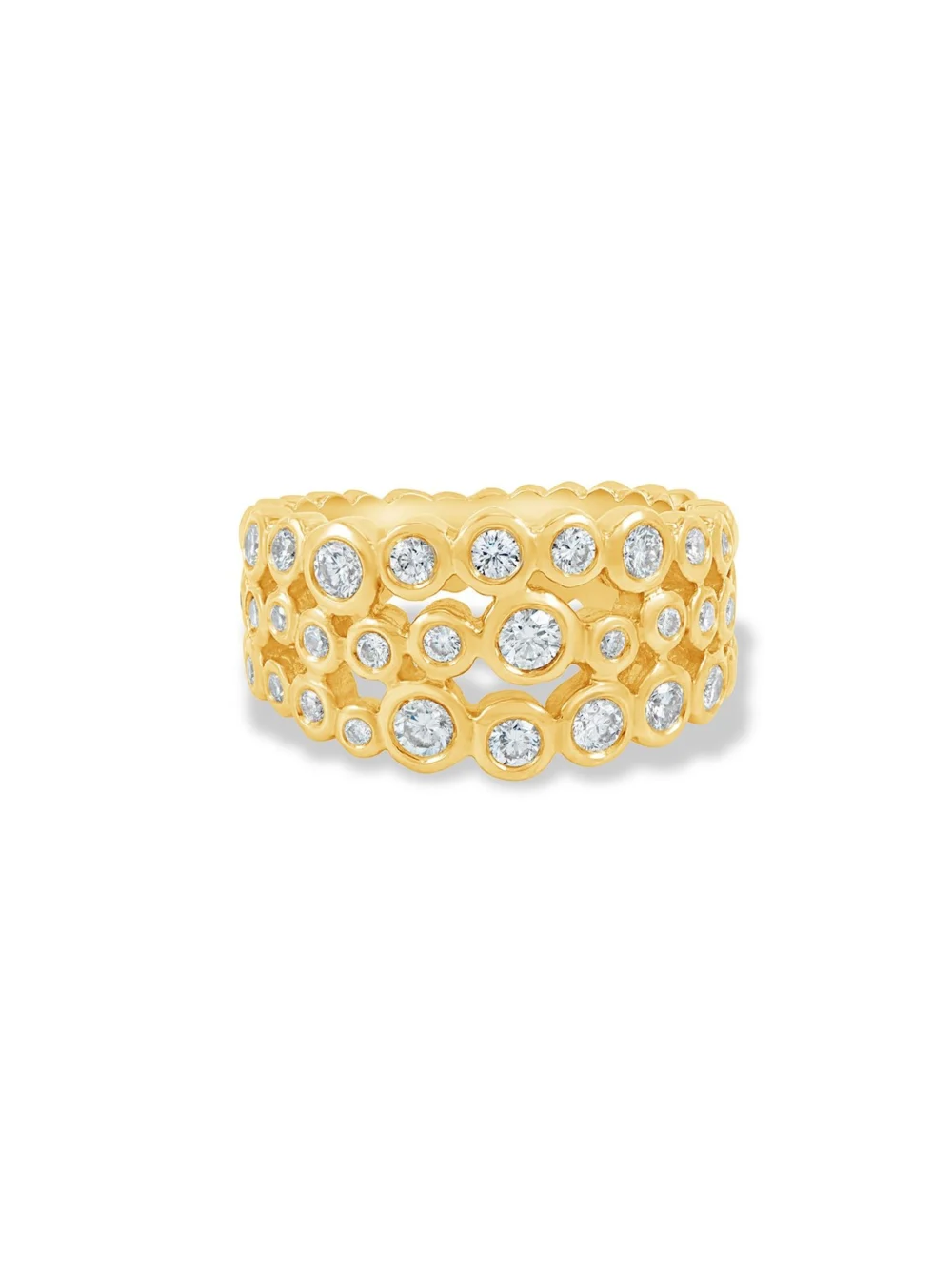 Dower & Hall 18k Gold & Diamond Triple Row Dotty Ring - 1.00CT, view 4