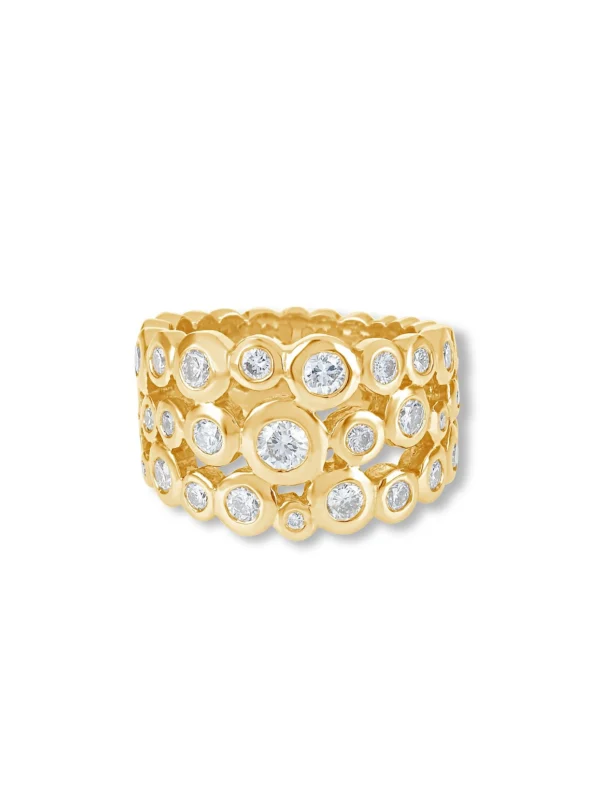 Dower & Hall 18k Gold & Diamond Triple Row Dotty Ring - 2.00CT