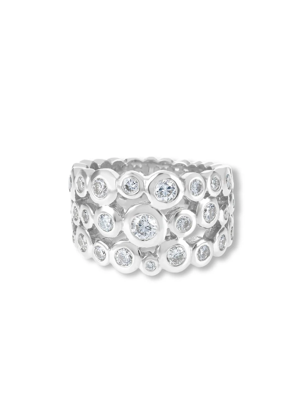 Dower & Hall 18k Gold & Diamond Triple Row Dotty Ring - 2.00CT, view 5