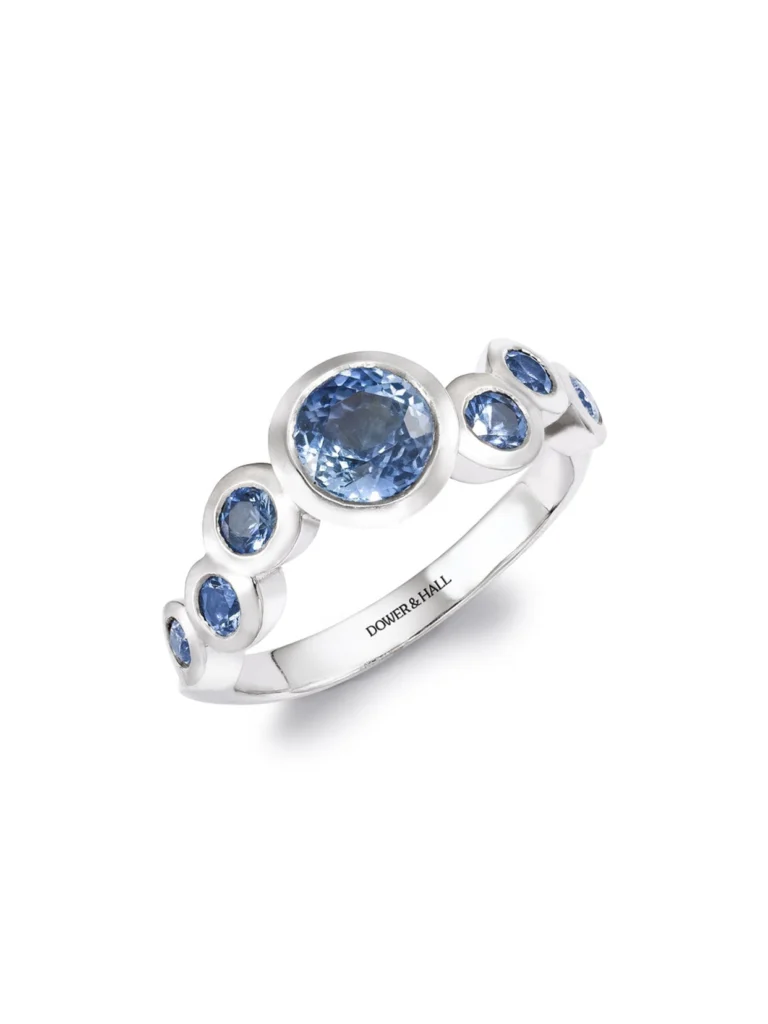 Dower & Hall 18k Gold & Sapphire Dotty Wave Ring - 1.50CT