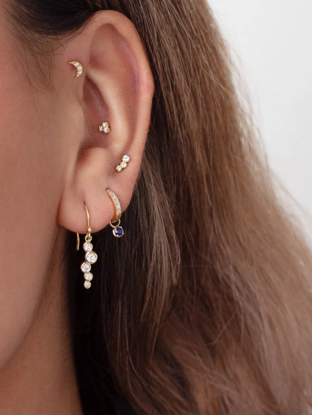 Dower & Hall 18k Gold Diamond Small Cascade Drop Earrings - 0.33ct, view 2