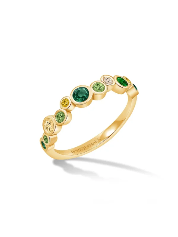 Dower & Hall 18k Gold Emerald Citrus Green Cascade Ring - 0.50ct