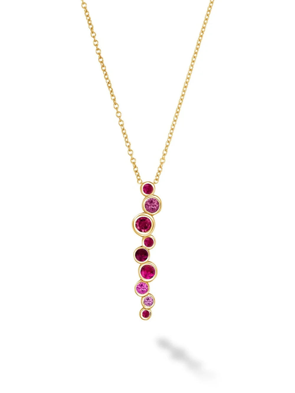 Dower & Hall 18k Gold Pink Sapphire & Ruby Long Cascade Pendant