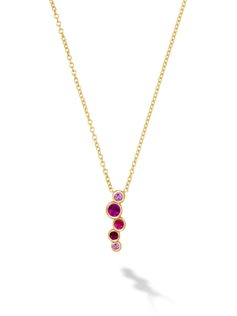 Dower & Hall 18k Gold Pink Sapphire & Ruby Small Cascade Pendant