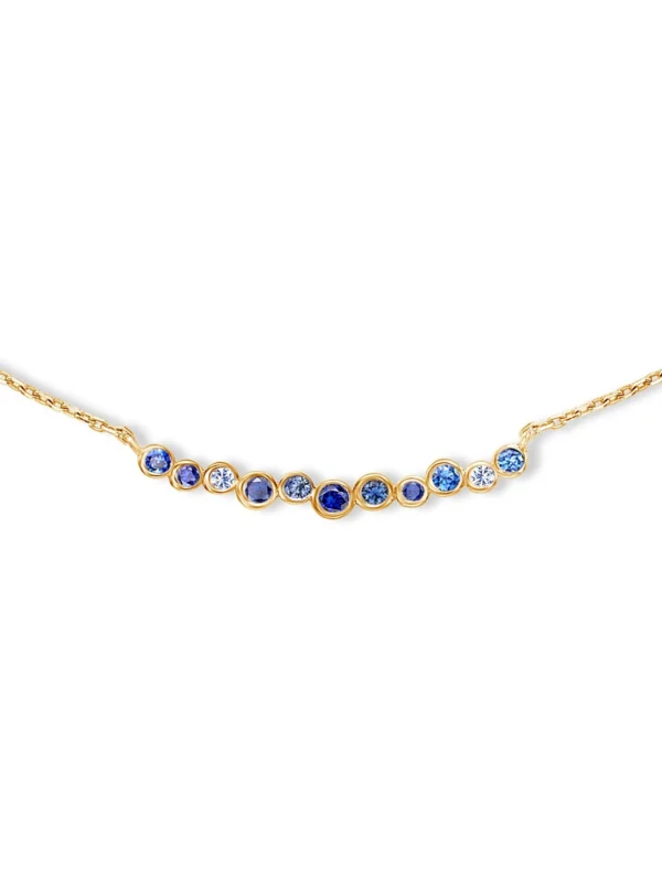 Dower & Hall 18k Gold Sapphire & Aquamarine Cascade Bar Necklace