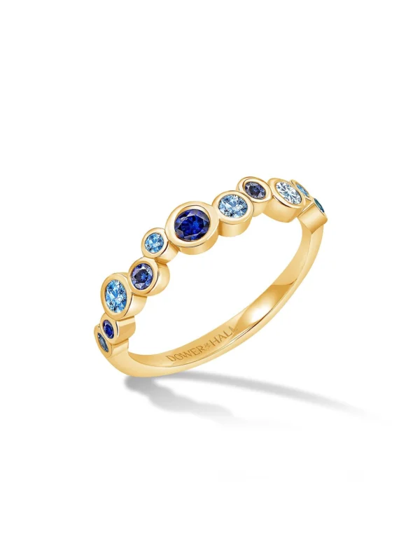 Dower & Hall 18k Gold Sapphire & Aquamarine Cascade Ring - 0.50ct