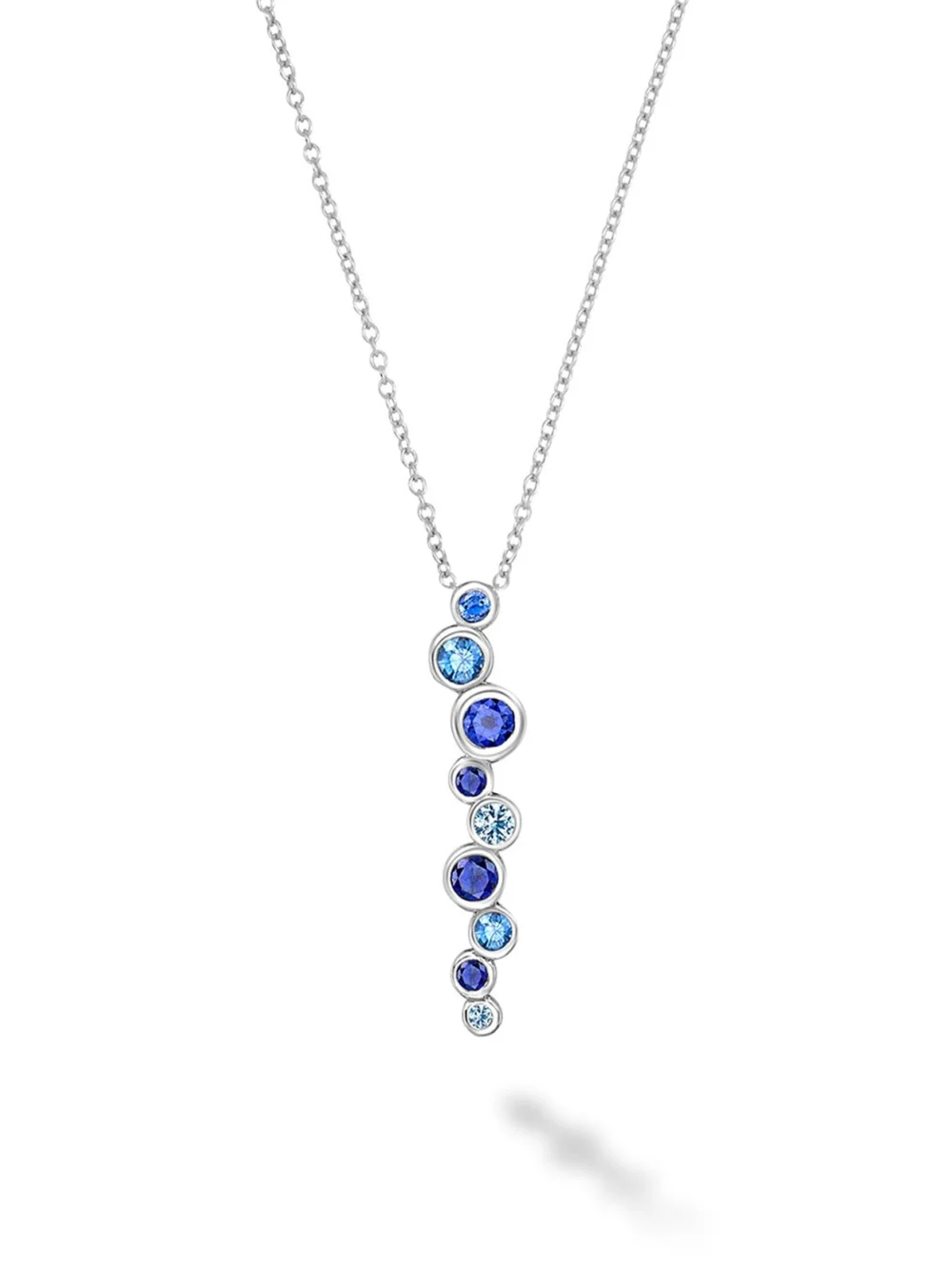 Dower & Hall 18k Gold Sapphire & Aquamarine Long Cascade Pendant, view 5