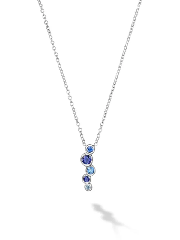Dower & Hall 18k Gold Sapphire & Aquamarine Small Cascade Pendant