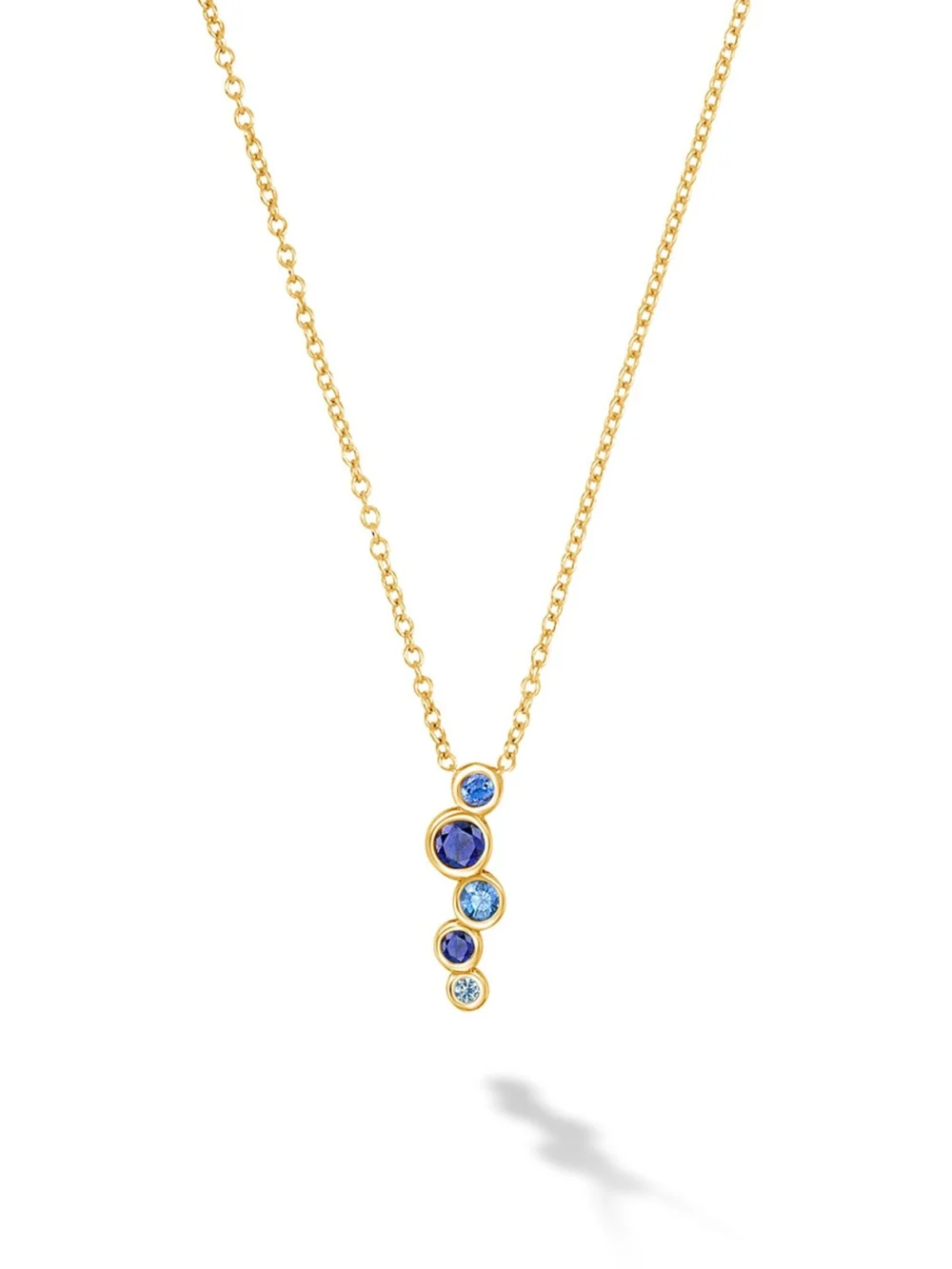 Dower & Hall 18k Gold Sapphire & Aquamarine Small Cascade Pendant, view 5