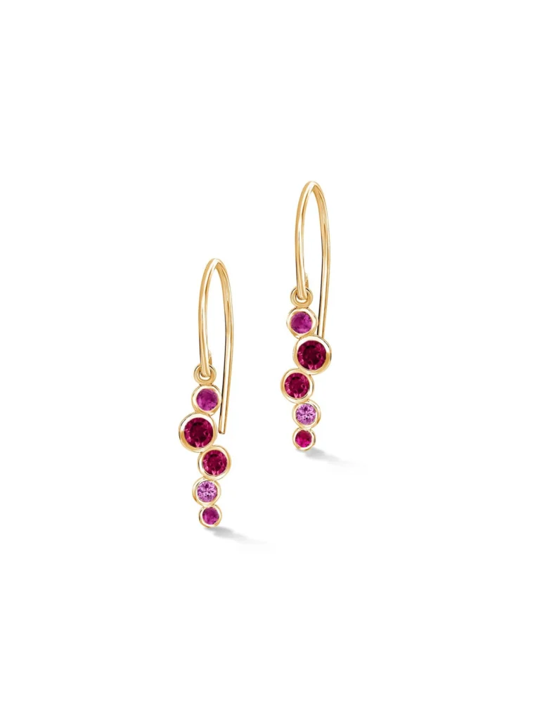 Dower & Hall 18k Gold Sapphire & Ruby Small Cascade Earrings