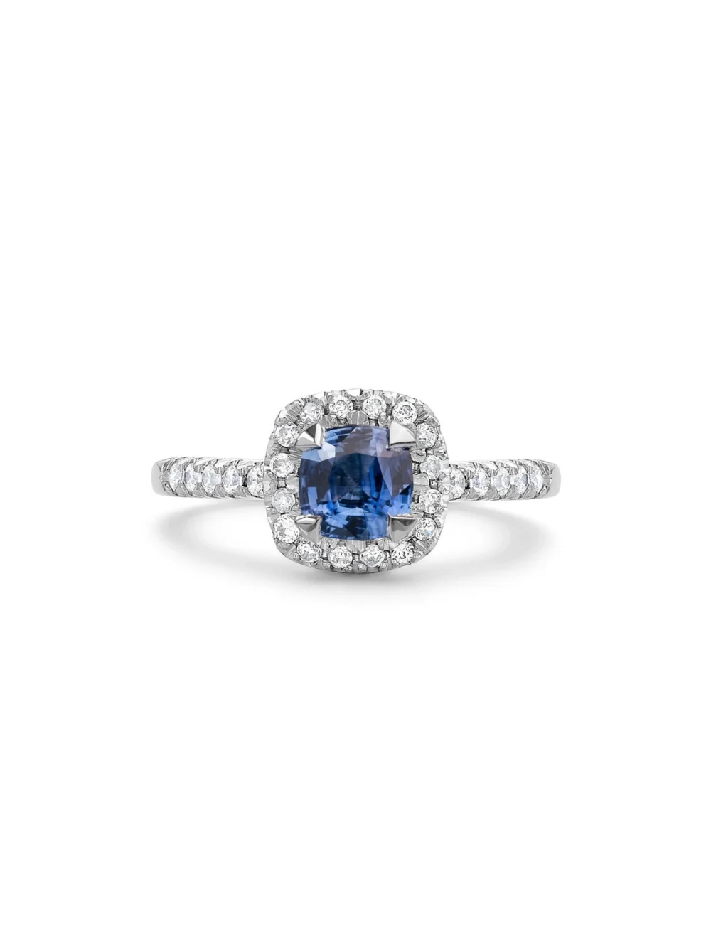 Dower & Hall 18k Halo Blue Sapphire Engagement Ring - 1.40CT, view 6