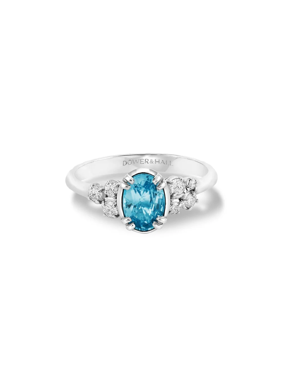 Dower & Hall 18k Large Oval Aquamarine & Diamond Stargazer Ring, view 5