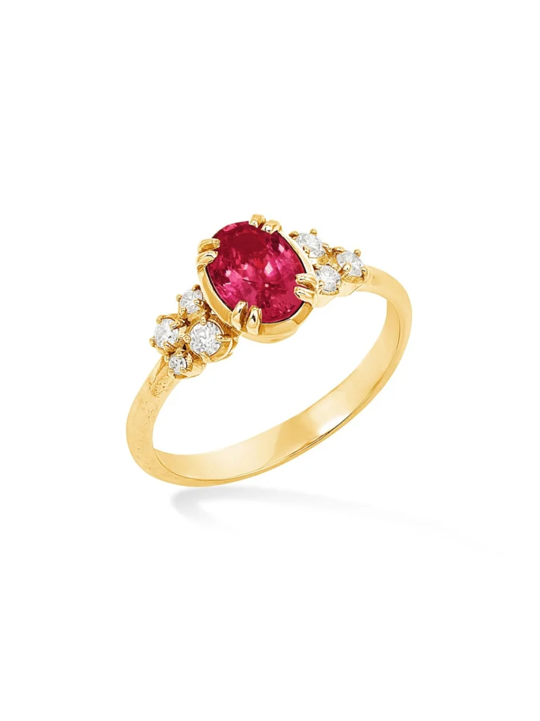 Dower & Hall 18k Large Oval Ruby & Diamond Stargazer Ring