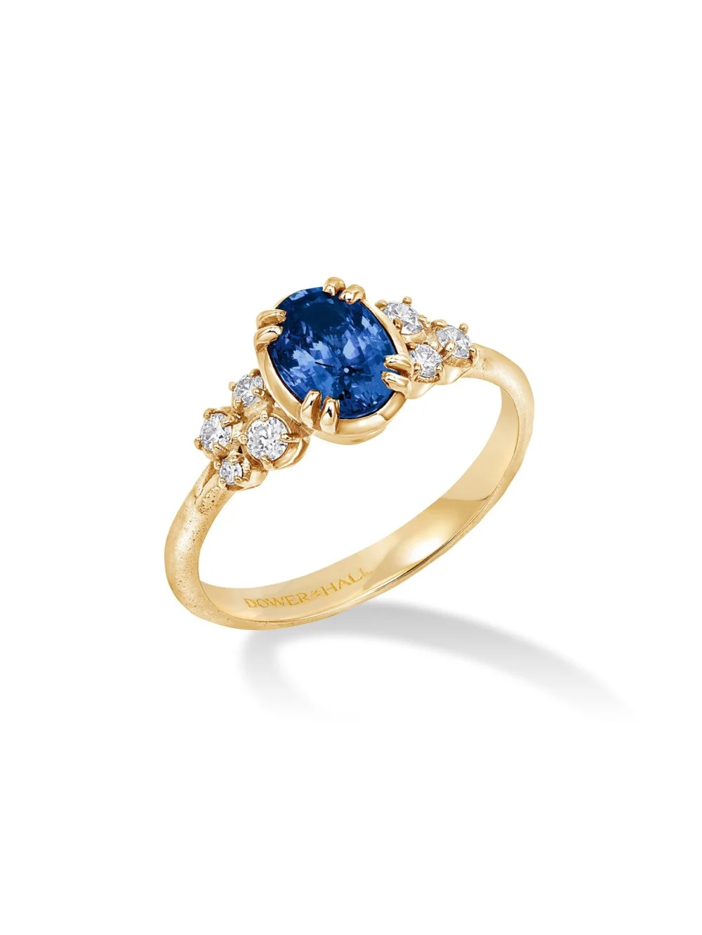 Dower & Hall 18k Large Oval Sapphire & Diamond Stargazer Ring