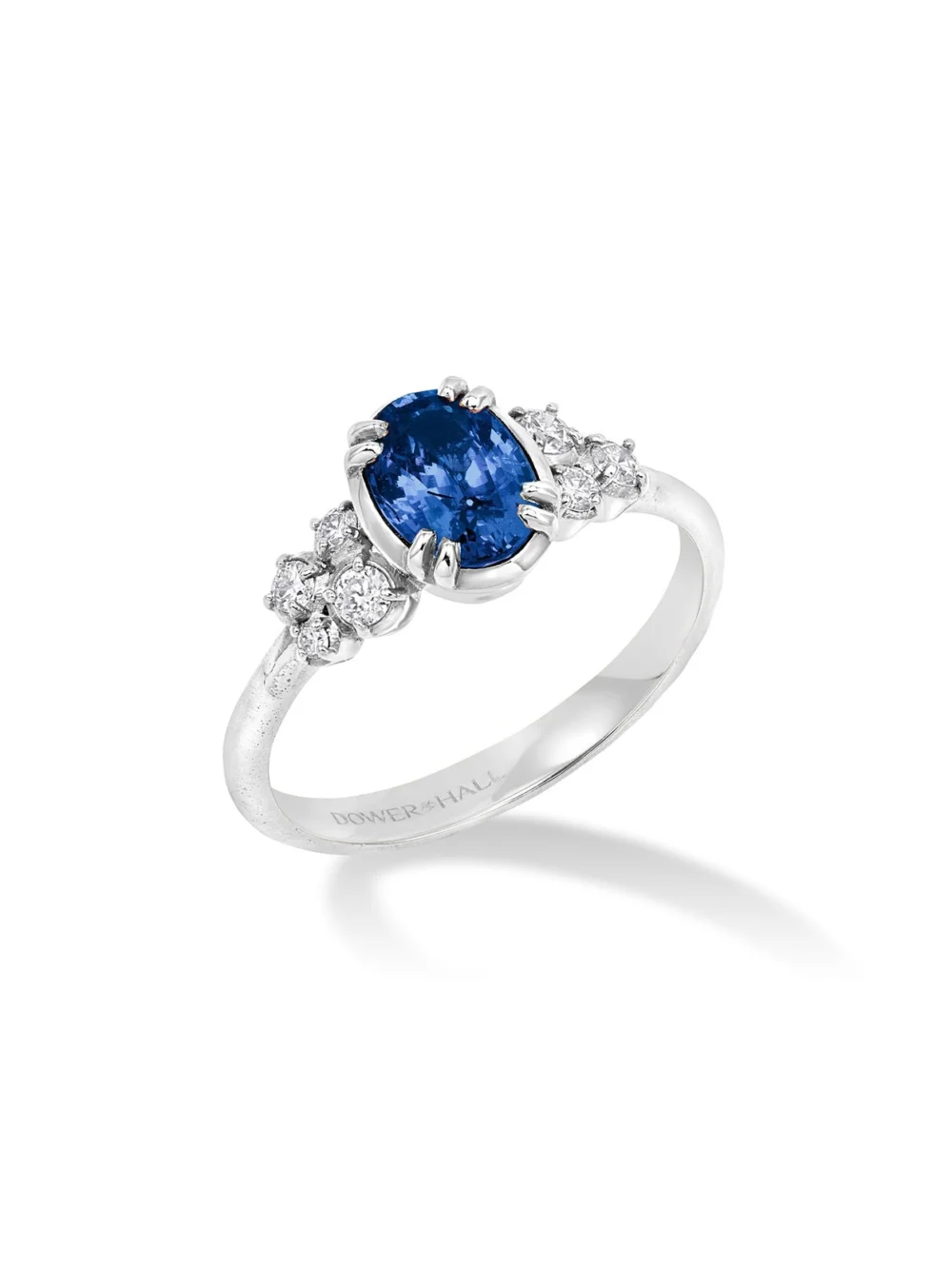 Dower & Hall 18k Large Oval Sapphire & Diamond Stargazer Ring, view 4