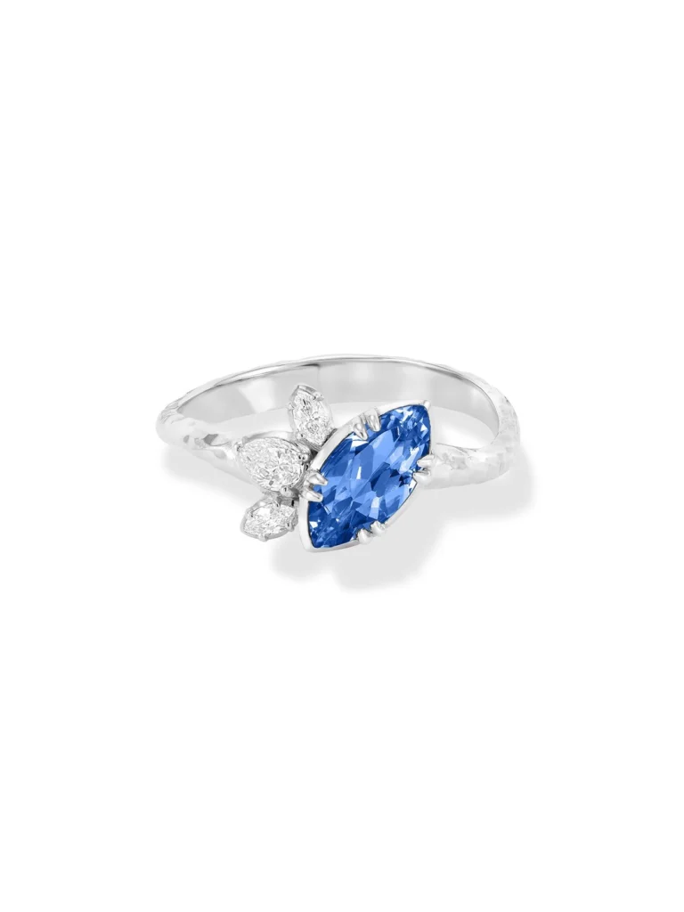 Dower & Hall 18k Marquise Sapphire & Diamond Stargazer Ring