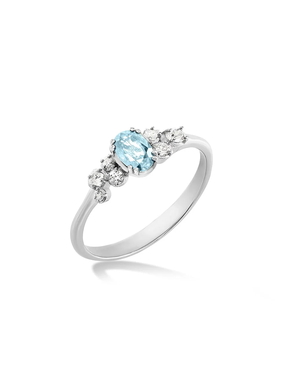 Dower & Hall 18k Oval Aquamarine & Diamond Stargazer Ring, view 5