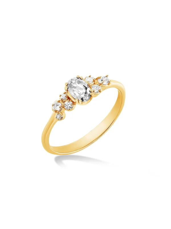 Dower & Hall 18k Oval Diamond Stargazer Ring