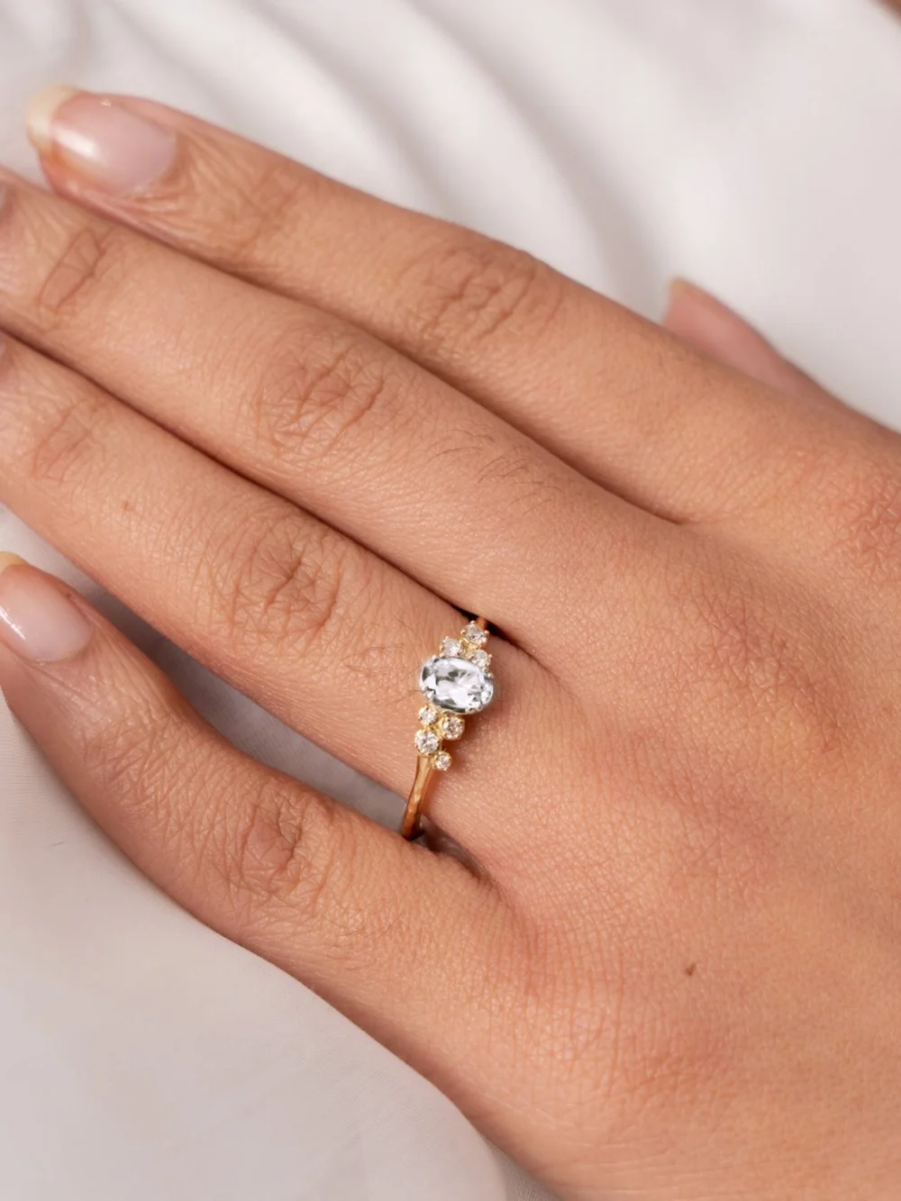 Dower & Hall 18k Oval Diamond Stargazer Ring, view 2