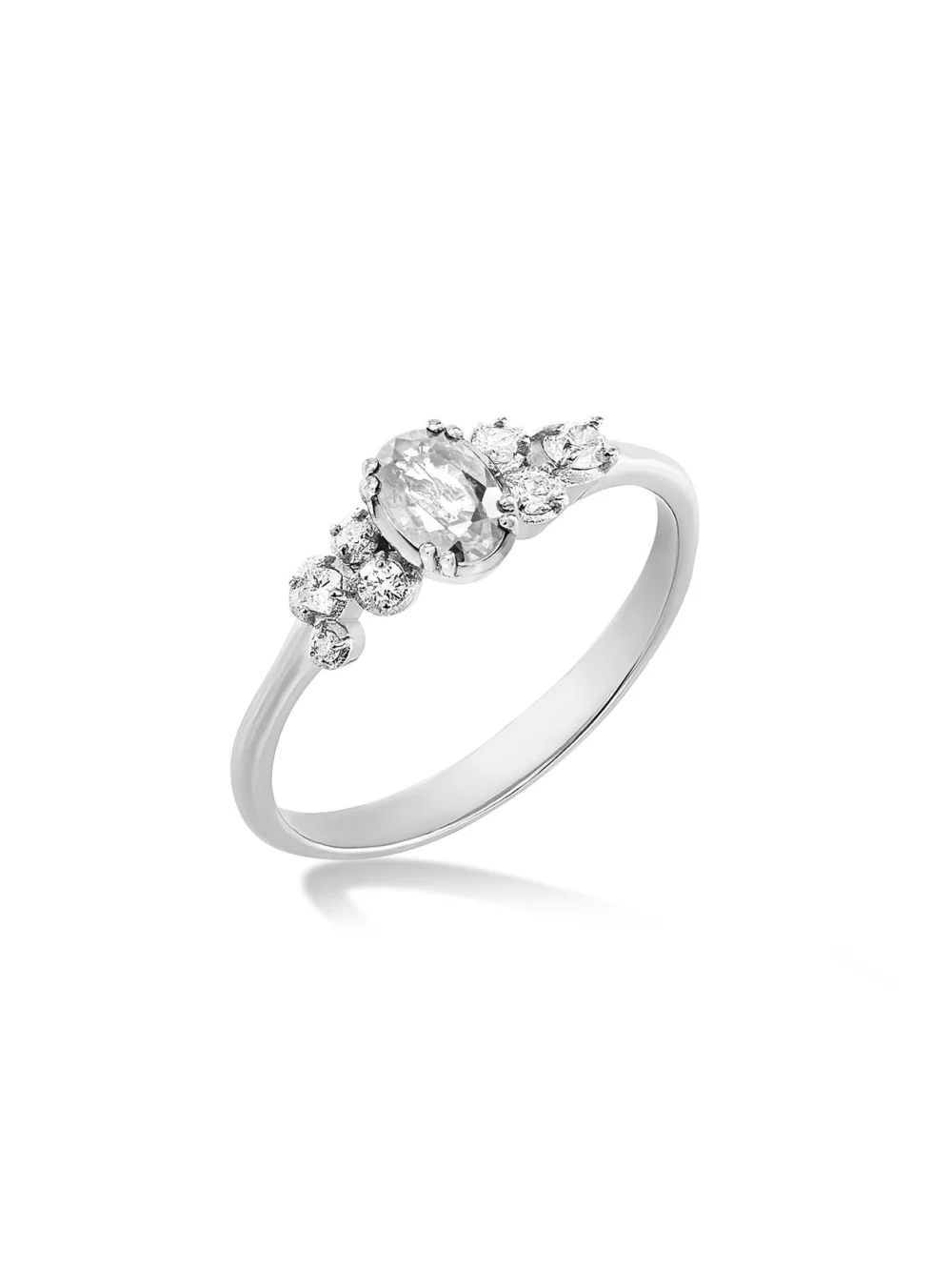 Dower & Hall 18k Oval Diamond Stargazer Ring, view 6