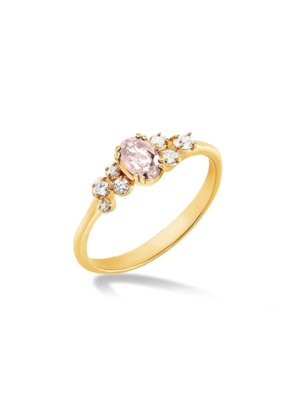 Dower & Hall 18k Oval Morganite & Diamond Stargazer Ring