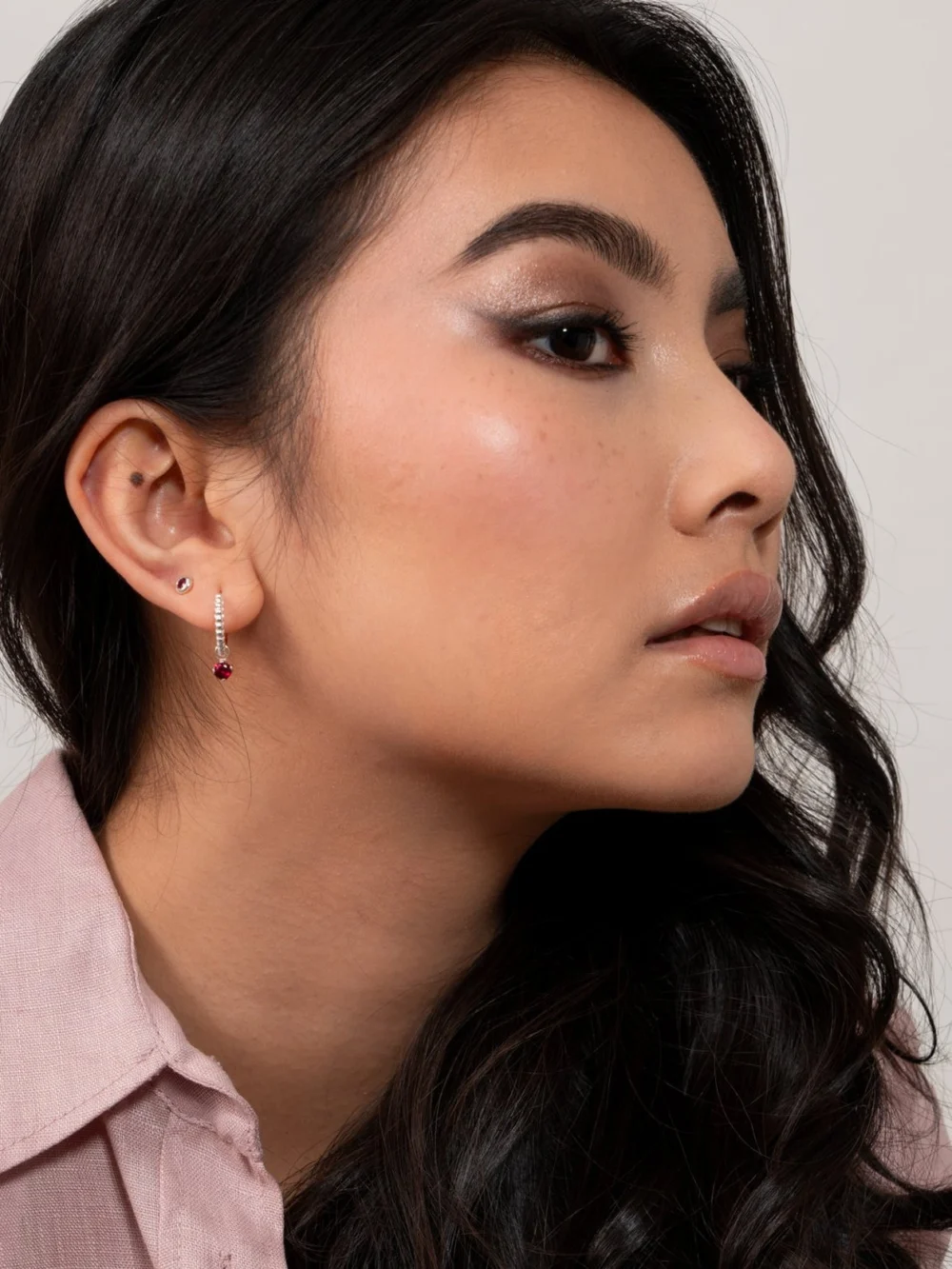 Dower & Hall 3mm Ruby Dewdrop Studs, view 5