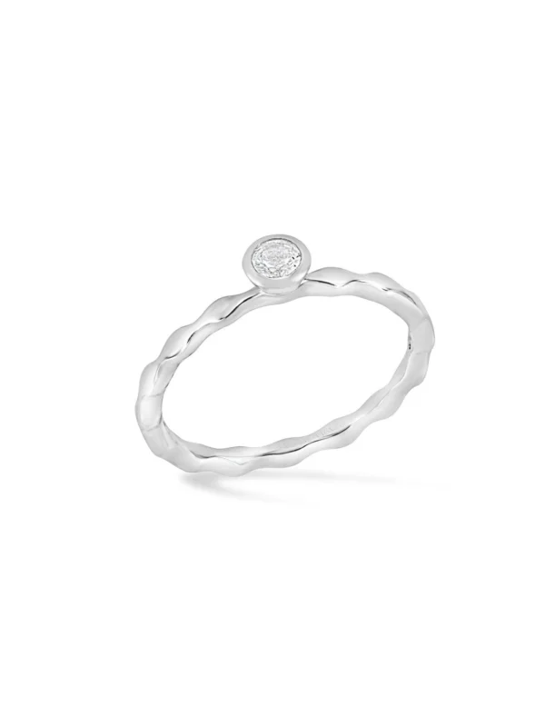 Dower & Hall 3mm White Sapphire Wave Twinkle Ring