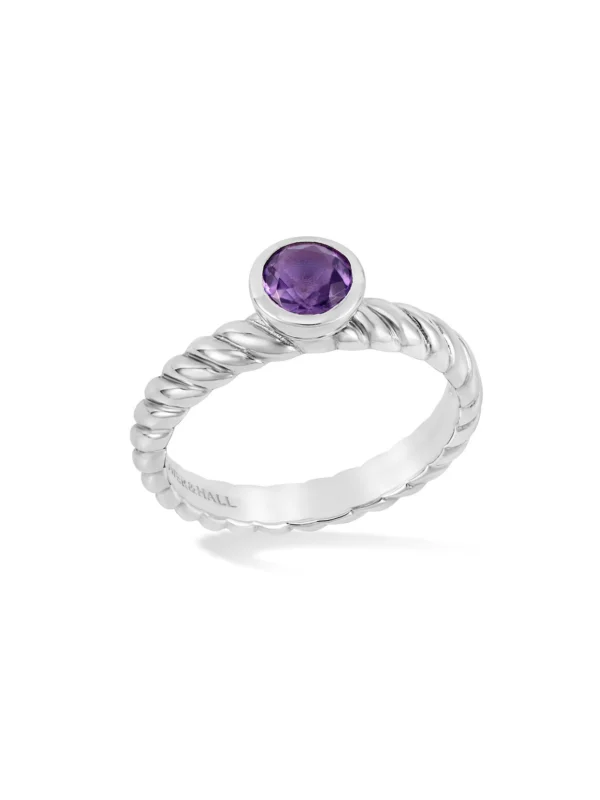 Dower & Hall 5mm Amethyst Twist Twinkle Ring