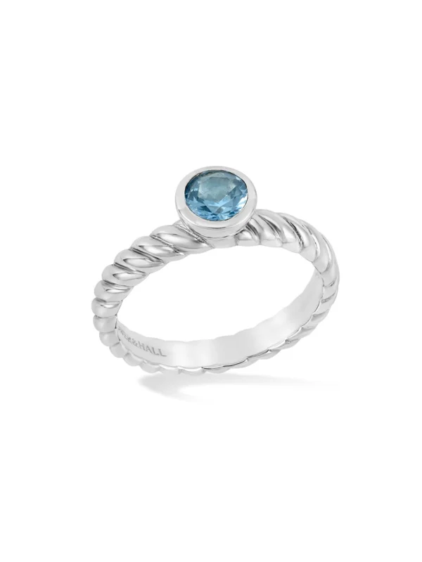 Dower & Hall 5mm Blue Topaz Twist Twinkle Ring