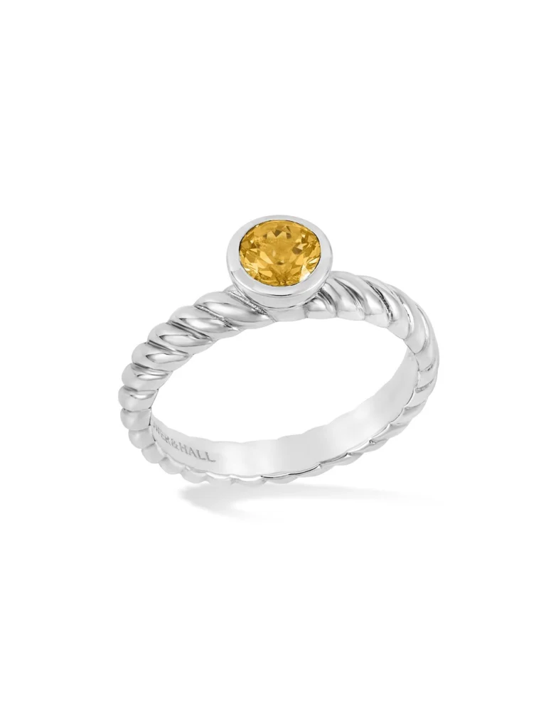 Dower & Hall 5mm Citrine Twist Twinkle Ring