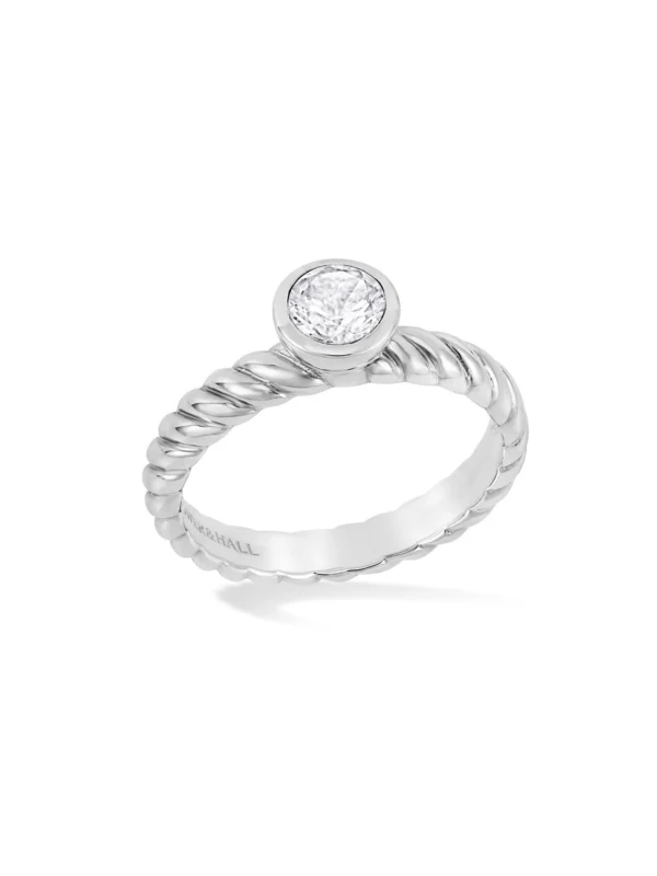Dower & Hall 5mm White Topaz Twist Twinkle Ring