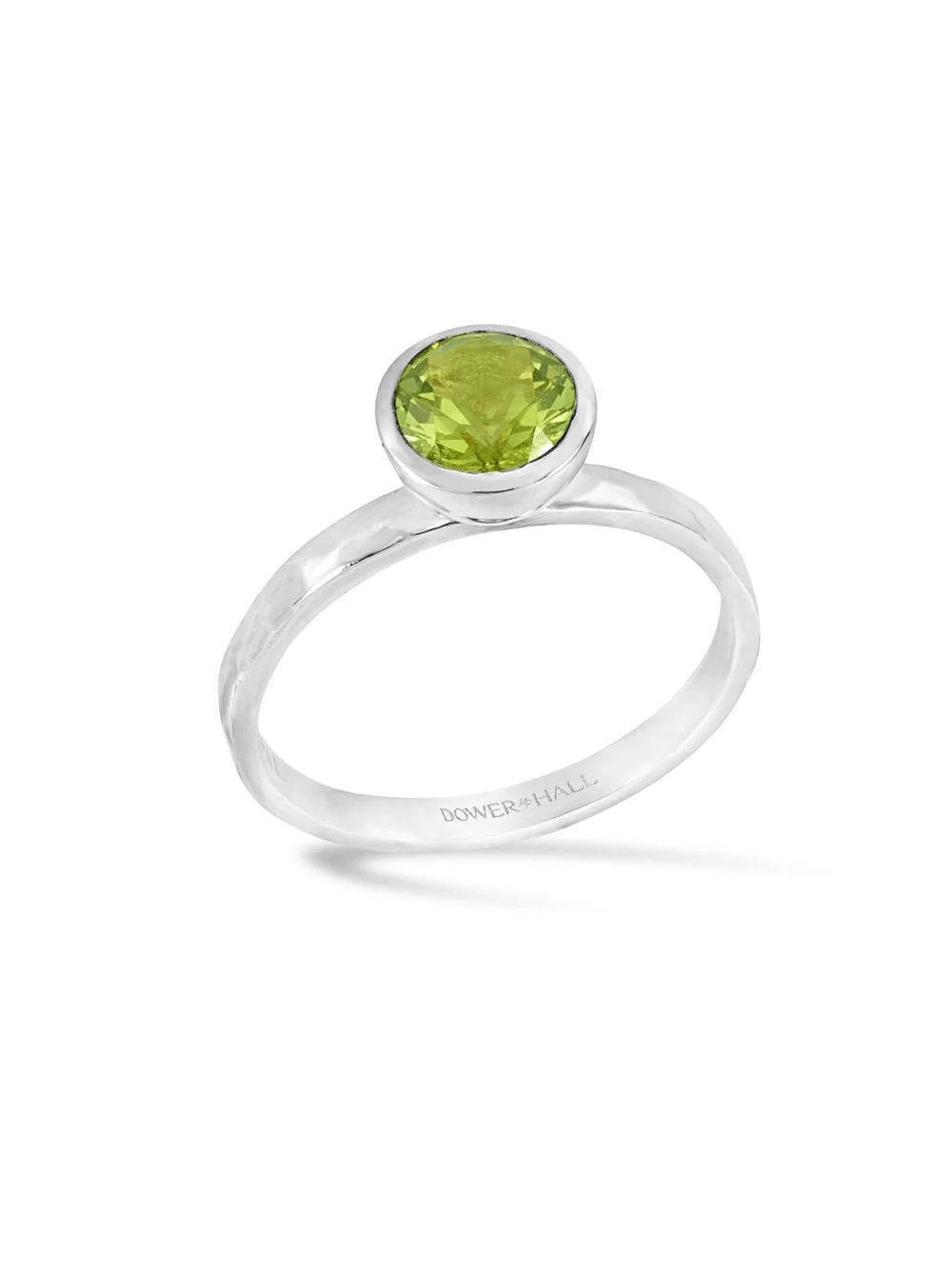 Dower & Hall 6mm Peridot Hammered Twinkle Ring