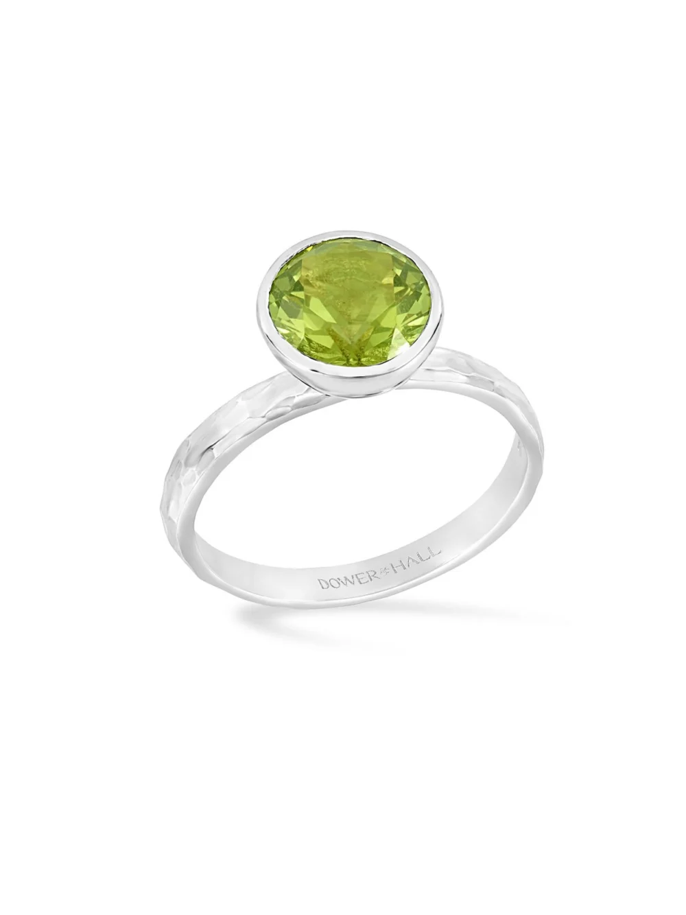 Dower & Hall 8mm Peridot Hammered Twinkle Ring
