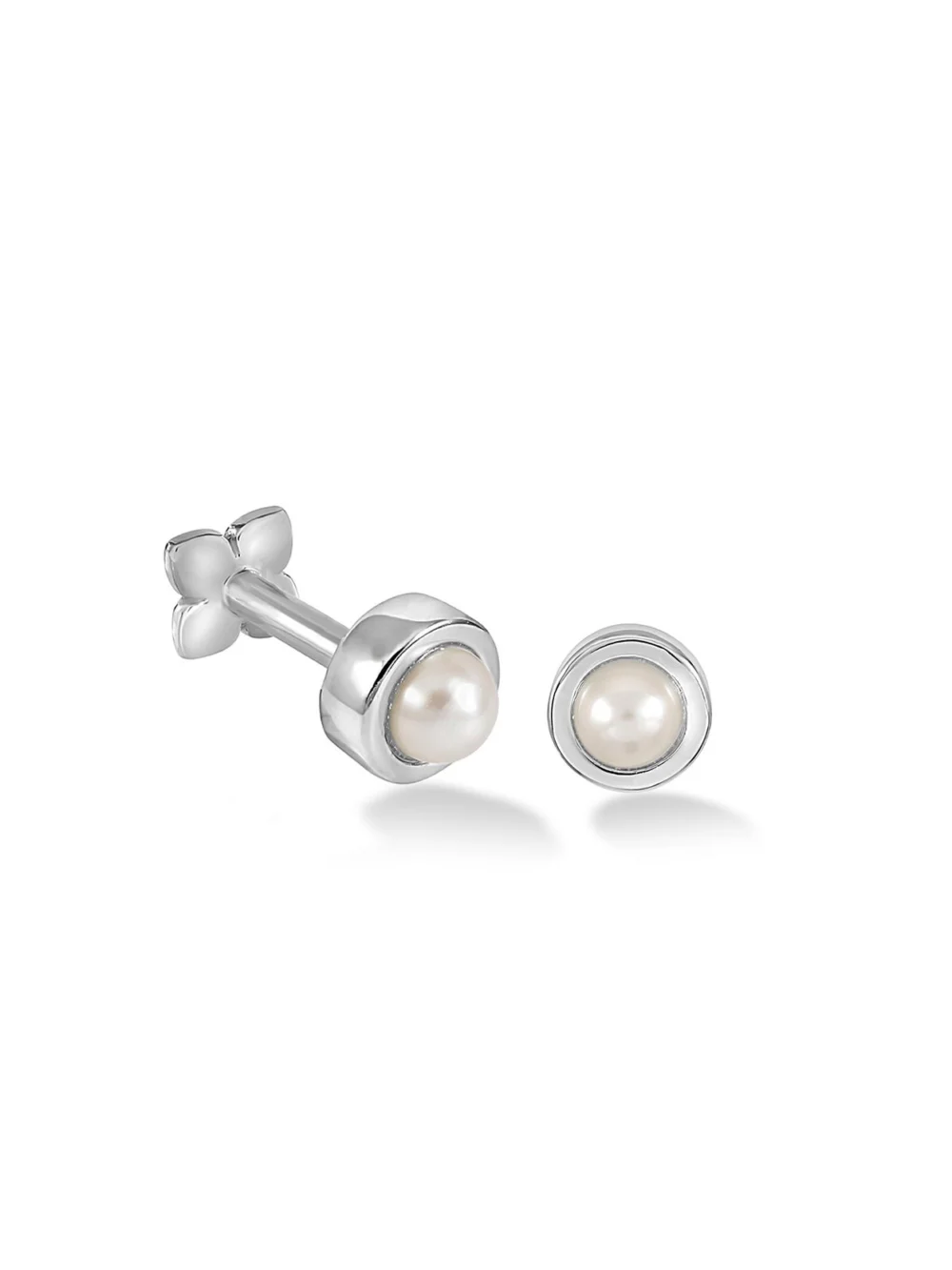 Dower & Hall 9k 3mm Freshwater Pearl Single Labret, view 5