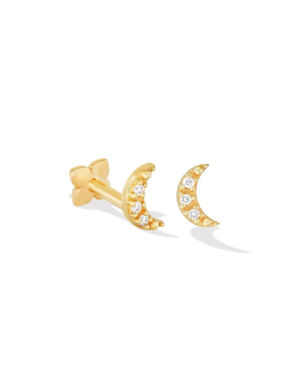 Dower & Hall 9k Diamond Crescent Moon Single Labret