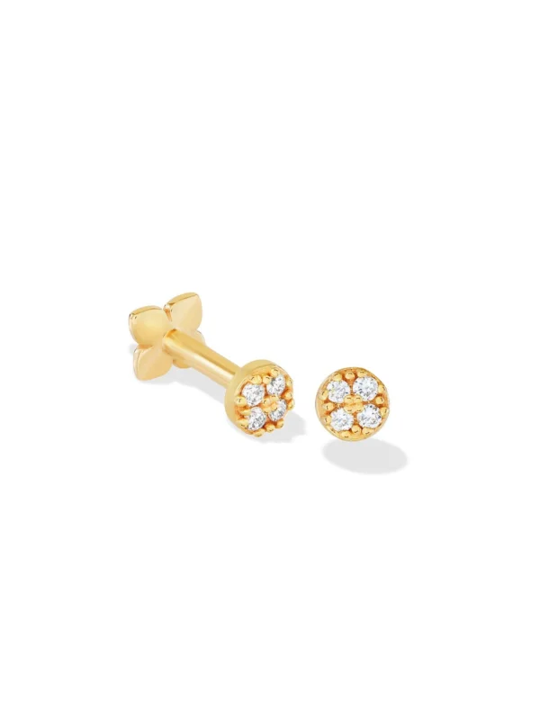 Dower & Hall 9k Diamond Disc Single Labret