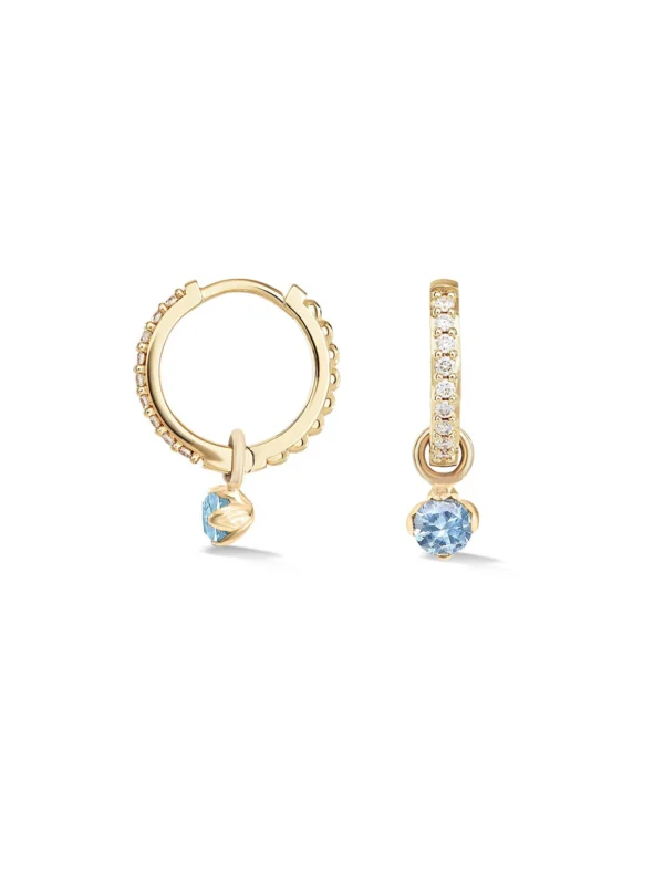 Dower & Hall 9k Diamond Hoops & Aquamarine Lotus Drops