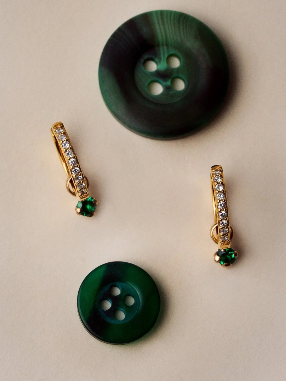 Dower & Hall 9k Diamond Hoops with Demantoid Lotus Drops, view 3