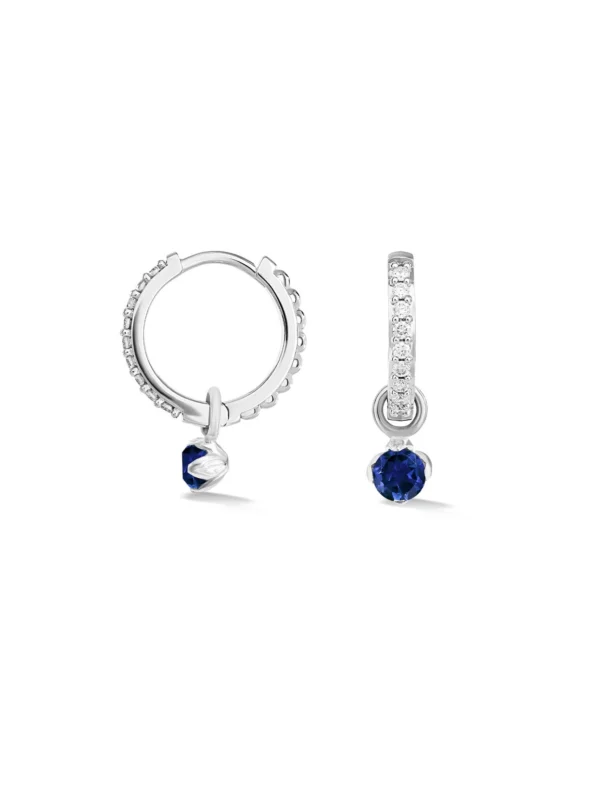 Dower & Hall 9k Diamond Hoops with Sapphire Lotus Drops