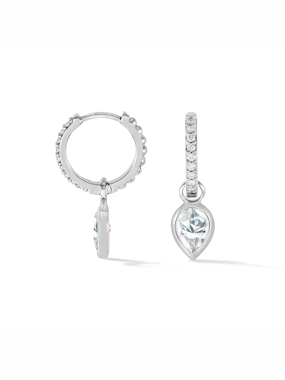 Dower & Hall 9k Diamond Stargazer Hoops with Diamond Tear Drops, view 4