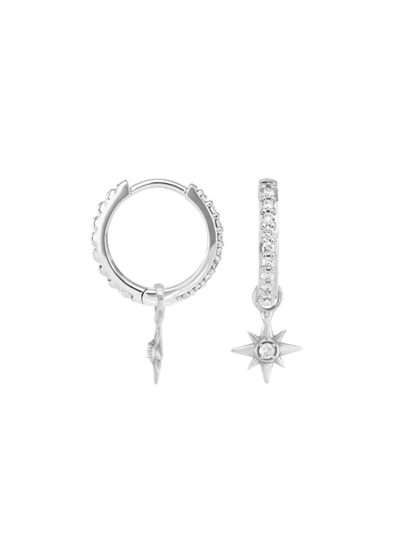 Dower & Hall 9k Gold & Diamond North Star Ear-Hoop Drops